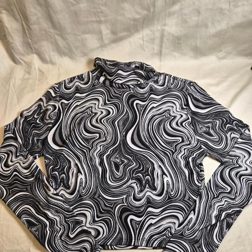 Justify Womens Y2K Marble Swirl Streetwear Crop Neonostalgia Long Sleeve Large - Picture 3 of 5